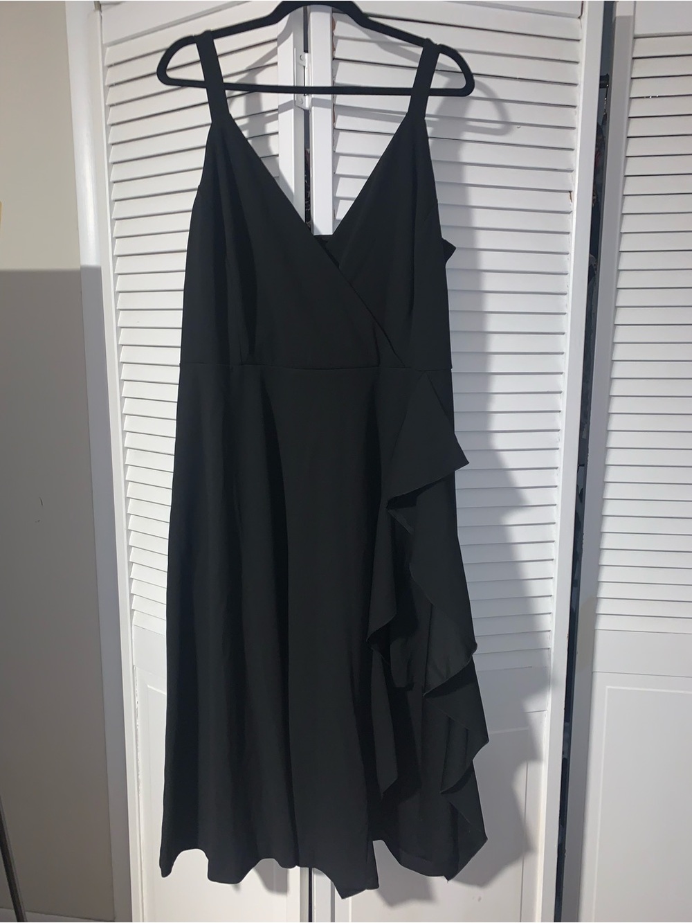 Rachel Rachel Roy Plus Size Women’s Black Ruffled Sleeveless Midi Dress